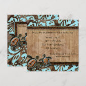 232 Luau Party Invitation Turtle Blue Brown Kaart (Voorkant / Achterkant)