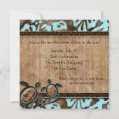 232 Luau Party Invitation Turtle Blue Brown Kaart (Voorkant)