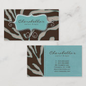 232 Retro Salon Spa Visitekaartje Zebra Blue Brown (Voorkant / Achterkant)