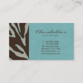 232 Retro Salon Spa Visitekaartje Zebra Blue Brown (Achterkant)