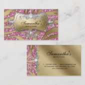 232 Sparkle Jewelry Business Zebra Gold Pink Silv Visitekaartje (Voorkant / Achterkant)