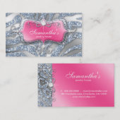 232 Sparkle Jewelry Zebra roze zilver Visitekaartje (Voorkant / Achterkant)