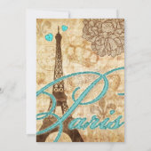 232 Sweet 16 Paris Eiffel Tower Flower Blu Kaart (Achterkant)