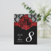 232 Tafelnummer Briefkaart Red Rose Damask Floral (Staand voorkant)