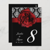 232 Tafelnummer Briefkaart Red Rose Damask Floral (Voorkant / Achterkant)