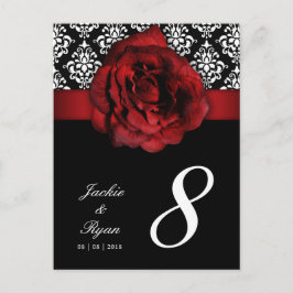 232 Tafelnummer Briefkaart Red Rose Damask Floral