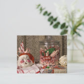 2345 Kerstman met kersttasje en snoeprietjes Feestdagenkaart (Staand voorkant)