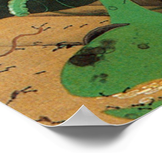 23. 池 群 図, 若 冲 Leven met Pond, Jakuchüu Poster (Hoek)