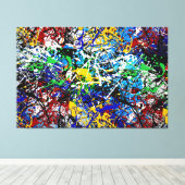 23_001, Splatter Abstract Canvas Afdruk (Insitu (Houten vloer))