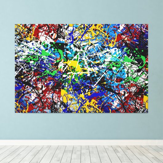 23_001, Splatter Abstract Canvas Afdruk (Insitu (Houten vloer))