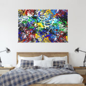 23_001, Splatter Abstract Canvas Afdruk (Insitu (Slaapkamer))