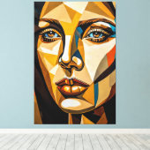 23_005, Portretvrouw, kubistische Abstracte kunst Canvas Afdruk (Insitu (Houten vloer))