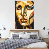 23_005, Portretvrouw, kubistische Abstracte kunst Canvas Afdruk (Insitu (Slaapkamer))