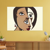 23_007, Portretvrouw, kubistische Abstracte kunst Canvas Afdruk (Insitu (Woonkamer))