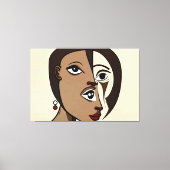 23_007, Portretvrouw, kubistische Abstracte kunst Canvas Afdruk (Voorkant)