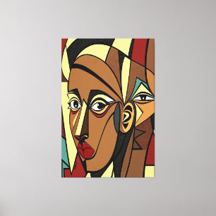 23_012, Afrikaans kubisme Kunst Canvas Afdruk