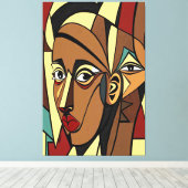 23_012, Afrikaans kubisme Kunst Canvas Afdruk (Insitu (Houten vloer))