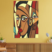 23_012, Afrikaans kubisme Kunst Canvas Afdruk (Insitu (Woonkamer))