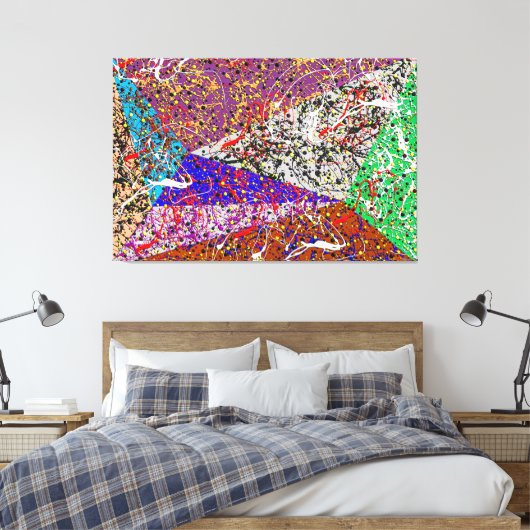 23_014, Splatter Abstract Canvas Afdruk (Insitu (Slaapkamer))