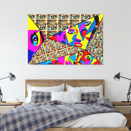 23_015, Geometrisch, Kubisme, Abstract Canvas Afdruk (Insitu (Slaapkamer))