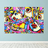 23_016, Kubisme, Abstract Canvas Afdruk (Insitu (Houten vloer))