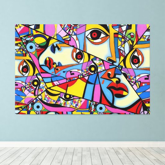 23_016, Kubisme, Abstract Canvas Afdruk (Insitu (Houten vloer))