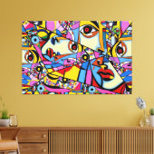 23_016, Kubisme, Abstract Canvas Afdruk (Insitu (Woonkamer))