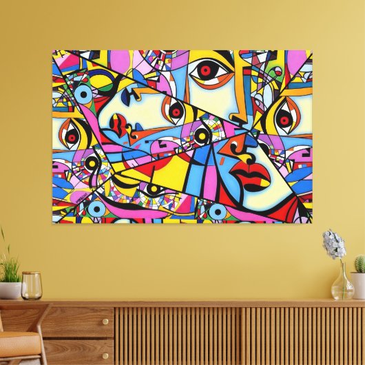 23_016, Kubisme, Abstract Canvas Afdruk (Insitu (Woonkamer))