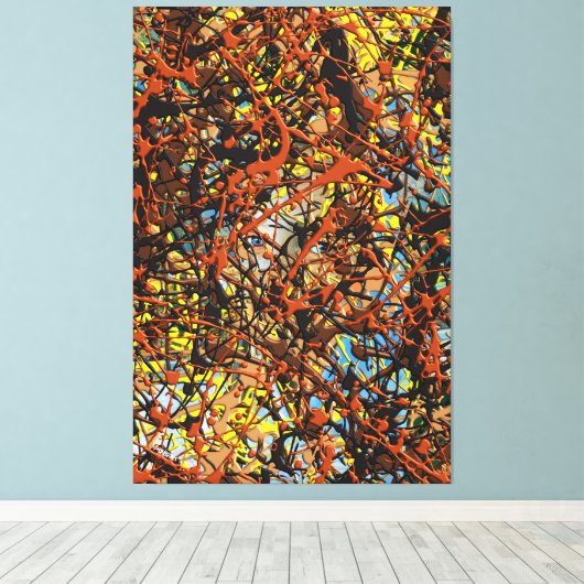 23_017, Splatter Abstract Canvas Afdruk (Insitu (Houten vloer))