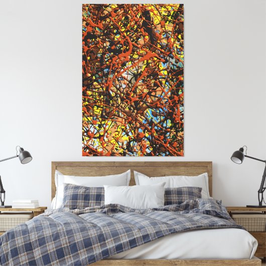 23_017, Splatter Abstract Canvas Afdruk (Insitu (Slaapkamer))