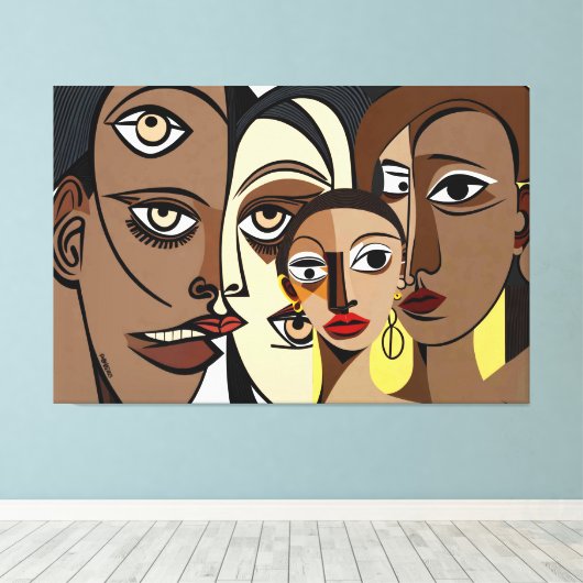 23_018, Afrikaans kubisme Kunst Canvas Afdruk (Insitu (Houten vloer))