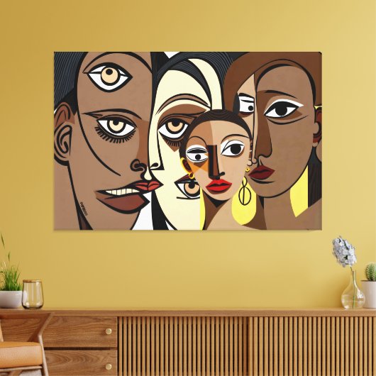 23_018, Afrikaans kubisme Kunst Canvas Afdruk (Insitu (Woonkamer))