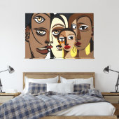 23_018, Afrikaans kubisme Kunst Canvas Afdruk (Insitu (Slaapkamer))