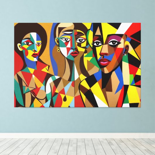 23_022, Afrikaans kubisme Kunst Canvas Afdruk (Insitu (Houten vloer))