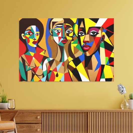 23_022, Afrikaans kubisme Kunst Canvas Afdruk (Insitu (Woonkamer))