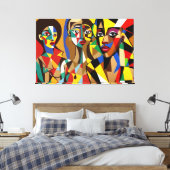 23_022, Afrikaans kubisme Kunst Canvas Afdruk (Insitu (Slaapkamer))