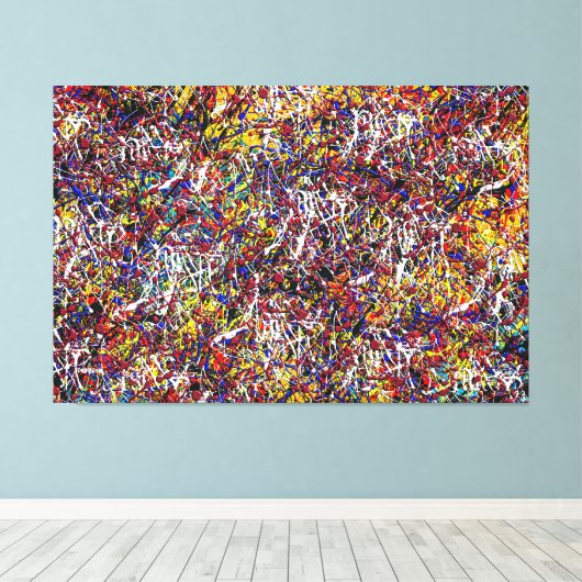 23_025, Splatter Abstract Canvas Afdruk (Insitu (Houten vloer))