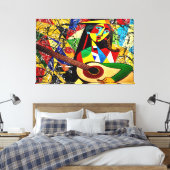 23_028, Abstract, Kubisme, Splatter, art. Canvas Afdruk (Insitu (Slaapkamer))