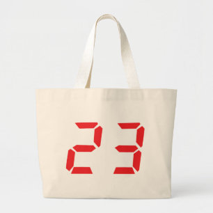 23 23 digitale wekker met rood alarm grote tote bag