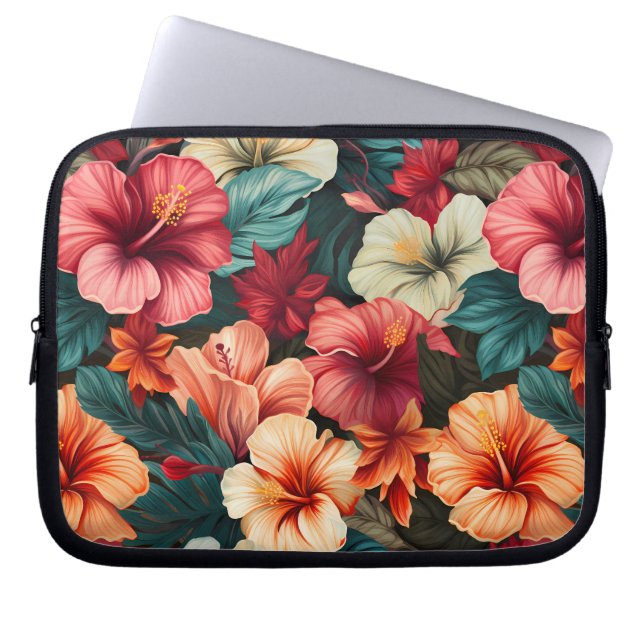 #23 Bloemen patroon Laptop Sleeve (Voorkant)