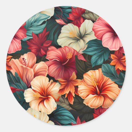 #23 Bloemen patroon Ronde Sticker (Voorkant)