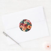 #23 Bloemen patroon Ronde Sticker (Envelop)