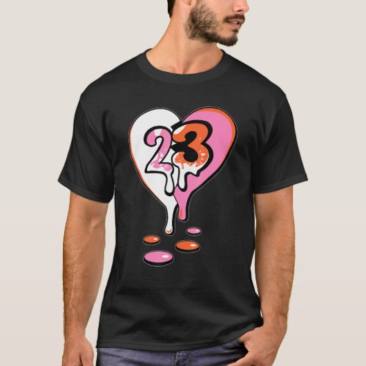 23 Drip Heart GS Pinksicle 5s Matching T-shirt (Voorkant)