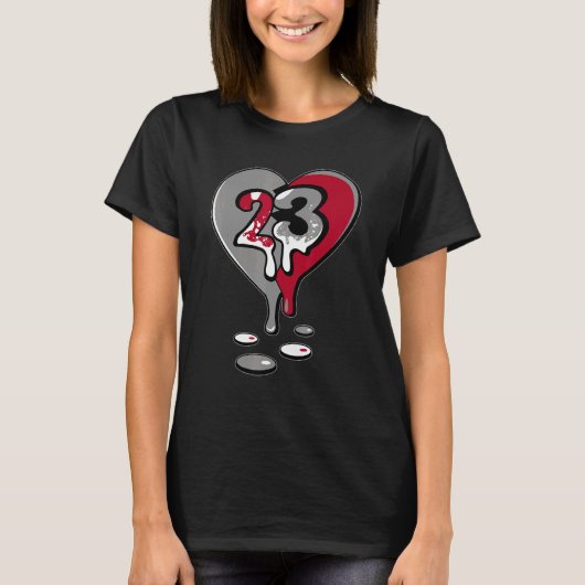 23 Drip Heart Particle Grey 9s Matching T-shirt (Voorkant)