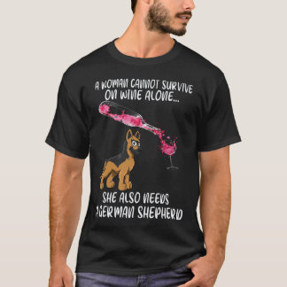 23 Een vrouw kan niet overleven op alleen wijn Ze T-shirt