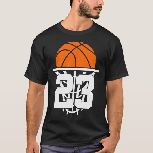 23 jaar basketbal 23e verjaardag t-shirt (Voorkant)