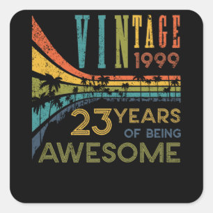 23 jaar geboortedag 1999 23e verjaardag vierkante sticker