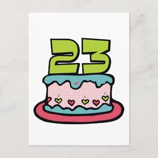 23 jaar oude Birthday Cake Briefkaart (Voorkant)
