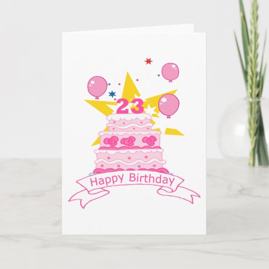 23 jaar oude Birthday Cake Kaart (Voorkant)