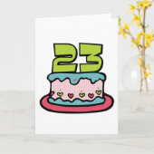 23 jaar oude Birthday Cake Kaart (Gele Bloem)
